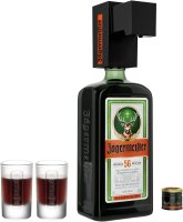 Jägermeister Kräuterlikör 35% Vol. 0,7l in Geschenkbox mit elektrischer Pumpe & 2 Shotgläser