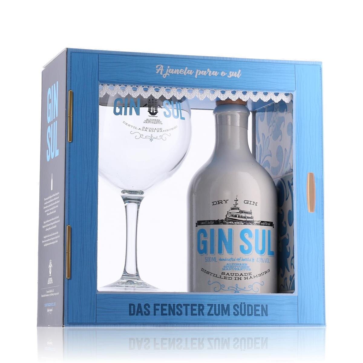 Vol. Gin mit 0,5l Geschenkbox in € Dry Sul Glas, 43% Gin 27,69