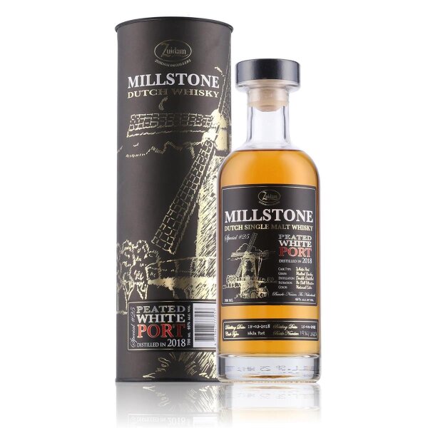 Zuidam Millstone Peated White Port Dutch Whisky 46% Vol. 0,7l in Geschenkbox