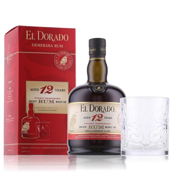 El Dorado 12 Years Rum Limited Edition 40% Vol. 0,7l in Geschenkbox mit Glas