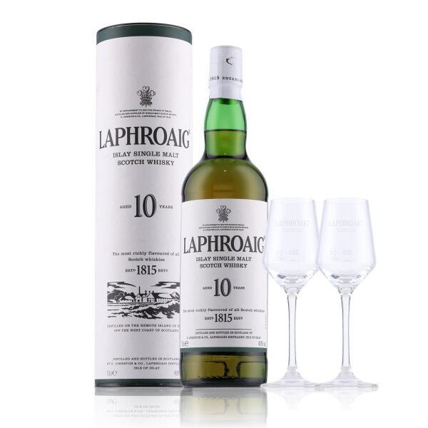 Laphroaig 10 Years Whisky 0,7l in Geschenkbox mit 2 Gläser