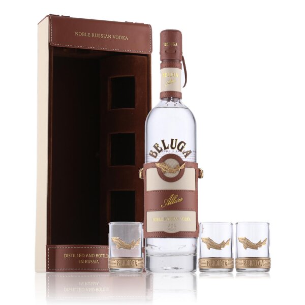 Beluga Allure Vodka 40% Vol. 0,7l in Geschenkbox mit 3 Gläsern
