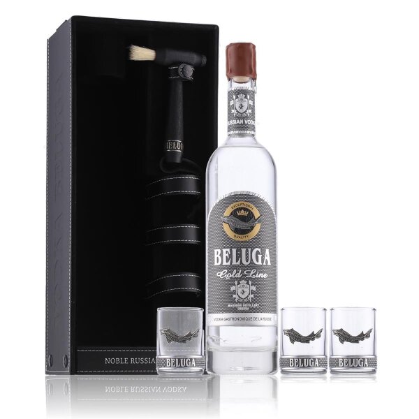 Beluga Gold Line Vodka 40% Vol. 0,7l in Geschenkbox mit 3 Gläsern