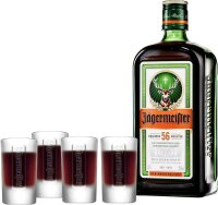 Jägermeister Kräuterlikör 35% Vol. 0,7l in Geschenkbox mit 4 Gläsern