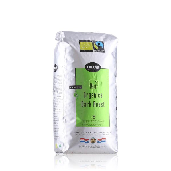 TikTak Bio Organica Dark Roast DE-ÖKO-003 Kaffee ganze Bohnen 1kg