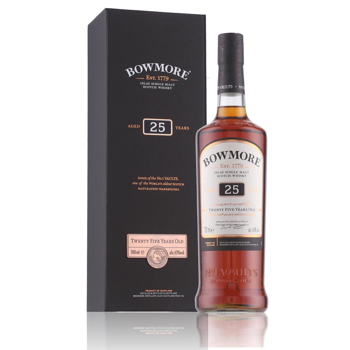 Bowmore 25 Years Single Malt Whisky 43% Vol. 0,7l in Geschenkbox, 383