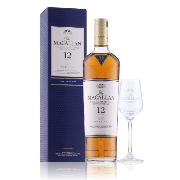 The Macallan 12 Years Double Cask Whisky 40% Vol. 0,7l im Set mit Original Nosing-Glas