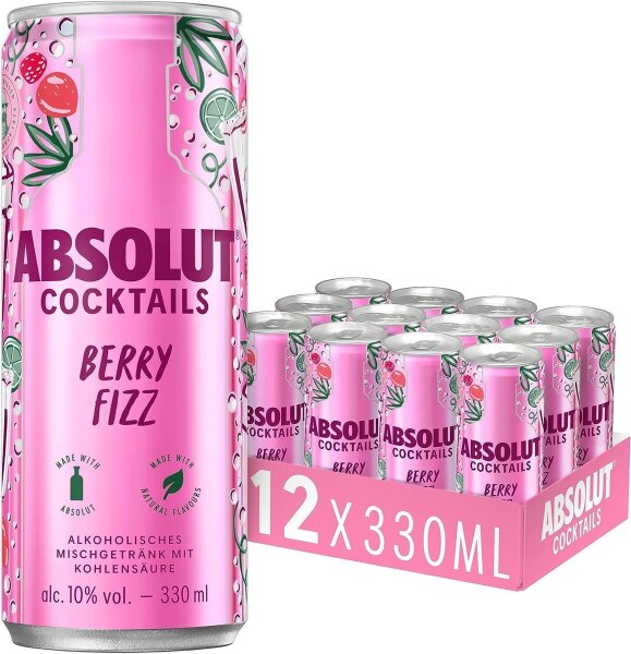 Absolut Cocktails Berry Fizz Dose 10% Vol. 12x0,33l