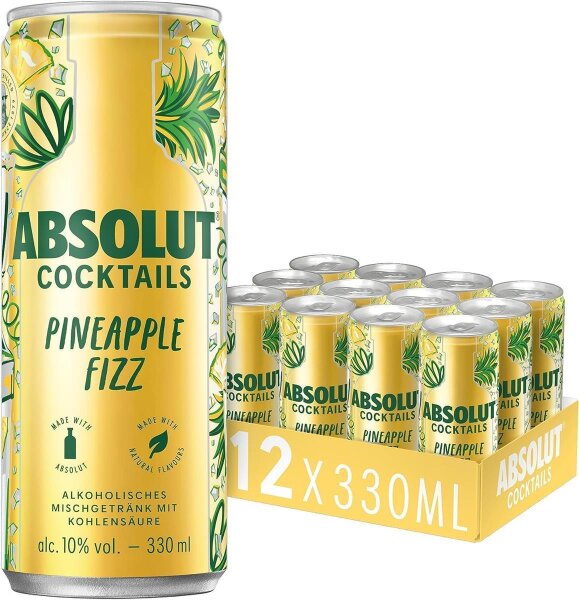 Absolut Cocktails Pineapple Fizz Dose 10% Vol. 12x0,33l