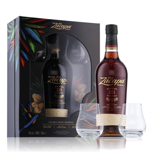 Ron Zacapa Centenario Sistema 23 Solera Rum 0,7l in Geschenkbox mit 2 Gläsern